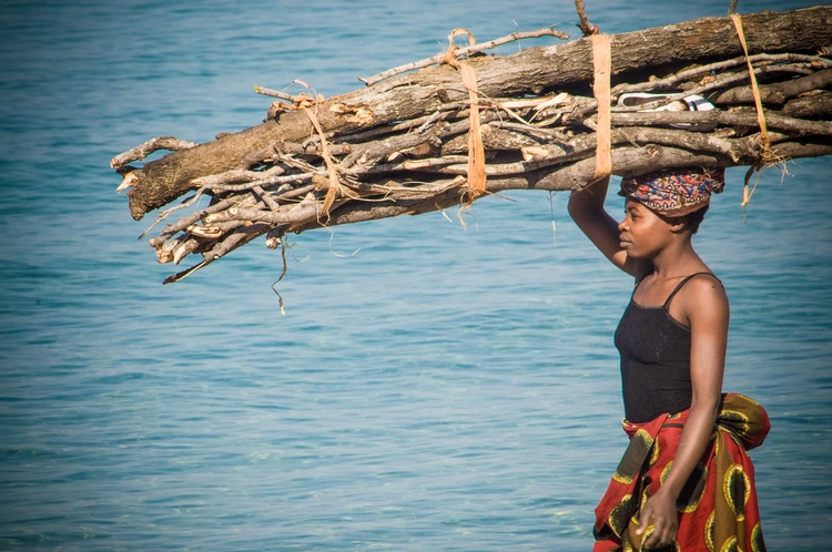 Woman carries firewood in Meponda, Mozambique